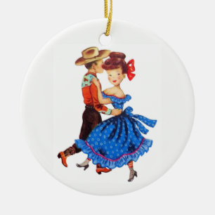 Square Dancing Keramisch Ornament