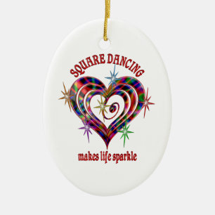 Square Dancing Sparkles Keramisch Ornament
