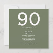 Square Dark Sage 90ste verjaardagsfeestje (Voorkant)