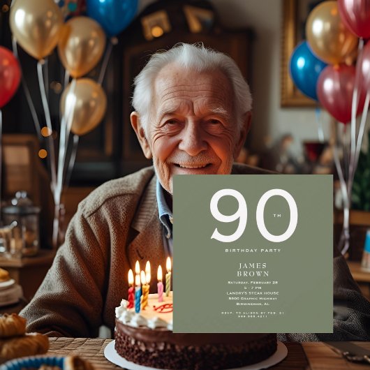 Square Dark Sage 90ste verjaardagsfeestje