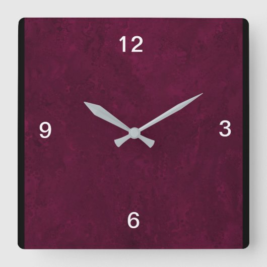 Square Deep Red Designer Klock Vierkante Klok (Voorkant)