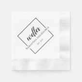 Square Design Personalized Wedding Napkin Servet (Voorkant)