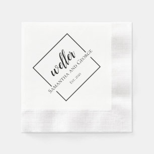 Square Design Personalized Wedding Napkin Servet