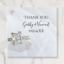 Square Diamond Ring and Pillar Crystal Wedding Bedankjes Labels