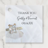 Square Diamond Ring and Pillar Crystal Wedding Bedankjes Labels (Voorkant)
