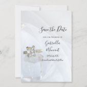 Square Diamond Ring Crystal Wedding Save the Date (Voorkant)