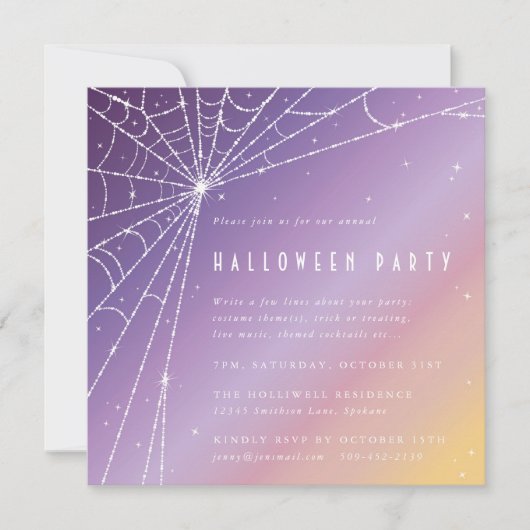 Square Diamond Spider Web Halloween Party Kaart (Voorkant)