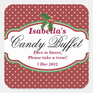 Square Dotty Christmas Snoep Buffet Sticker