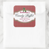 Square Dotty Christmas Snoep Buffet Sticker (Tas)