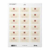 Square Double Happiness Chinese Wedding Address Etiket (Full Sheet)