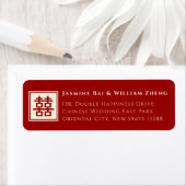 Square Double Happiness Chinese Wedding Address Etiket (Insitu)