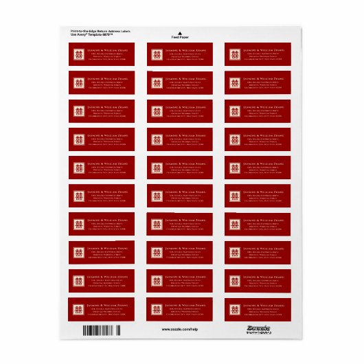 Square Double Happiness Classic Chinese Weddenscha Etiket (Full Sheet)