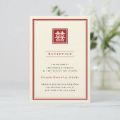 Square Double Happiness Classic Chinese Weddenscha Kaart (Staand voorkant)