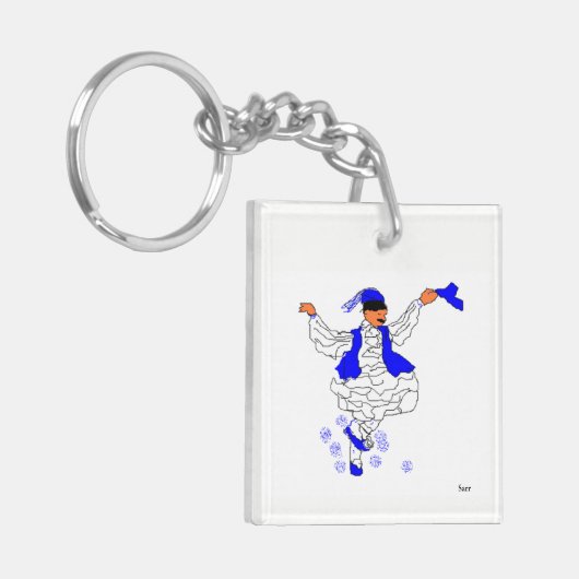 Square (dubbelzijdig) Sleutelhanger Evzone (Voorkant Links)