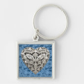 Square Elegant Designer Diamond Heart Keychain (Voorkant)
