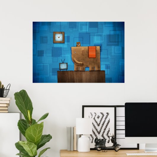 Square Elephant Poster (Thuiskantoor)