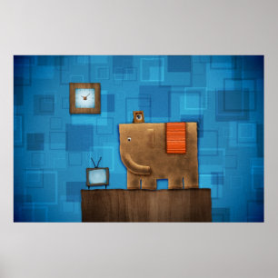 Square Elephant Poster