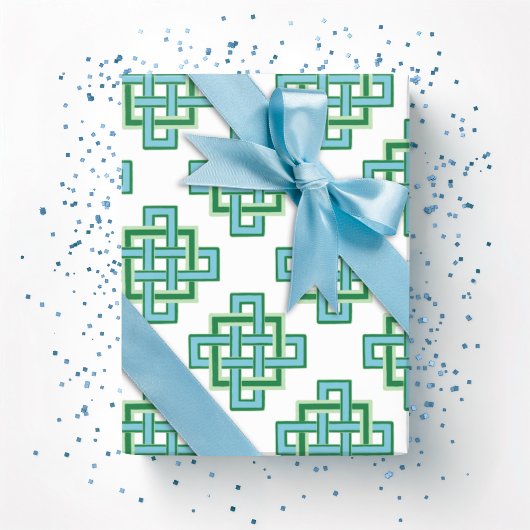 Square Endless Knot in Green and Aqua Cadeaupapier