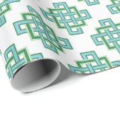 Square Endless Knot in Green and Aqua Cadeaupapier (Rol Hoek)