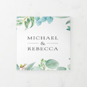 Square Eucalyptus Lijst QR Code Weddenschap Drieluik Uitnodiging (Cover)