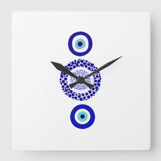 Square Evil Eye wandklok (Voorkant)