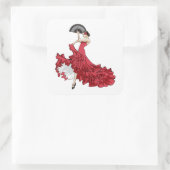 Square Flamenco Dancer Stickers (Tas)