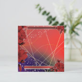 Square Flat Red Floral Design  Kaart (Staand voorkant)