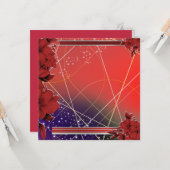 Square Flat Red Floral Design  Kaart (Voorkant / Achterkant in situ)