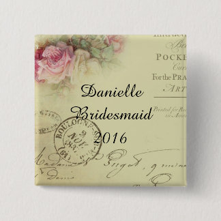 Square Floral Bridesmaid Button