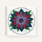 Square floral hearts mandala notebook notitieboek (Voorkant)