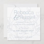 Square Floral Invitation (Diamond Blue) Kaart (Achterkant)
