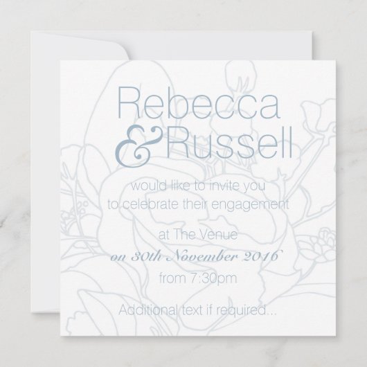 Square Floral Invitation (Diamond Blue) Kaart (Achterkant)