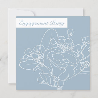 Square Floral Invitation (Diamond Blue) Kaart