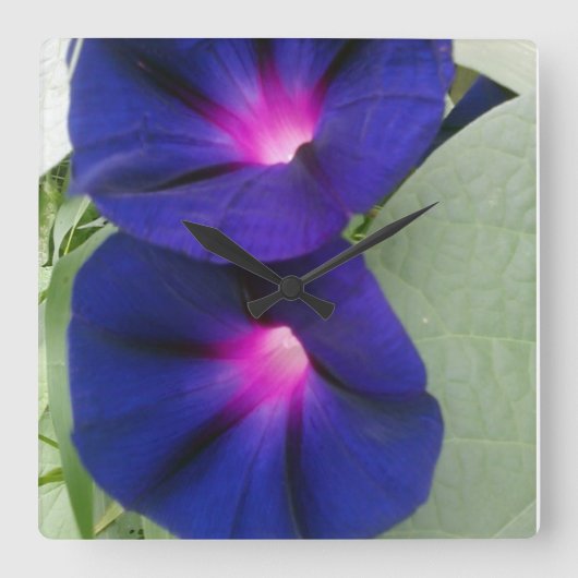 Square Floral Wall Clock Vierkante Klok (Voorkant)