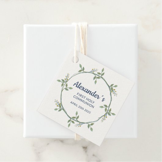 Square Floral Wreath Label – Aangepaste Communie B (In situ)