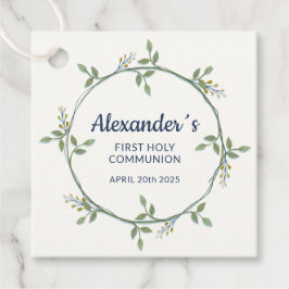 Square Floral Wreath Label – Aangepaste Communie B