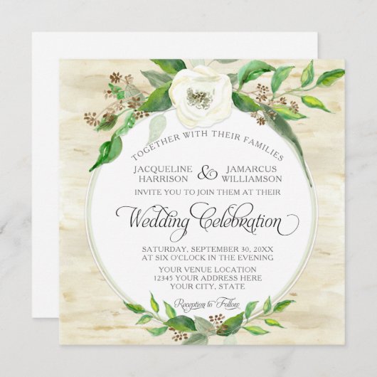 Square Forest Leaf Wood Woodland BOHO Herfst Zomer Kaart (Voorkant / Achterkant)