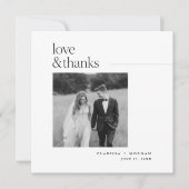 Square Formal Love and Thanks Wedding Photo Bedankkaart (Voorkant)