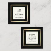 Square framed elegant classant luxe monogram vierkante visitekaartje (Voorkant / Achterkant)