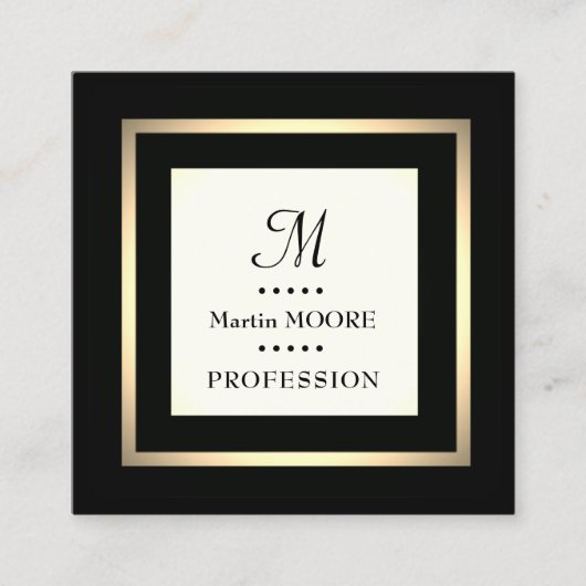 Square framed elegant classant luxe monogram vierkante visitekaartje (Voorkant)
