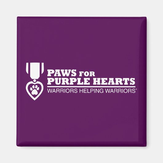 Square Fridge Magnet Button - Paarse witte Logo (Voorkant)