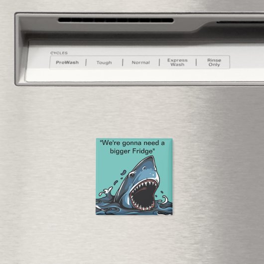 "Square fridge magnet met Great white shark (Insitu (Vaatwasser))