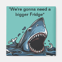 "Square fridge magnet met Great white shark
