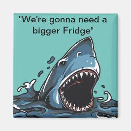 "Square fridge magnet met Great white shark