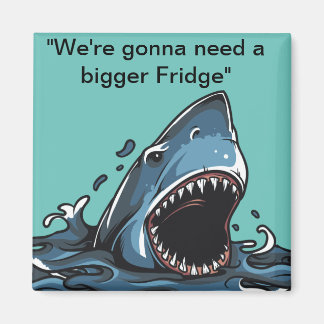 "Square fridge magnet met Great white shark