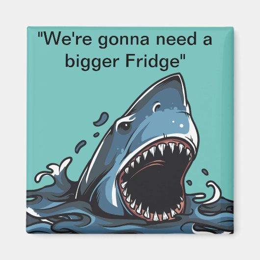 "Square fridge magnet met Great white shark (Voorkant)