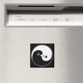 Square Fridge Magnet met YinYang-vredesduiken. (Insitu (Vaatwasser))