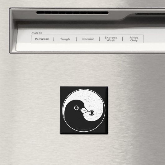 Square Fridge Magnet met YinYang-vredesduiken. (Insitu (Vaatwasser))