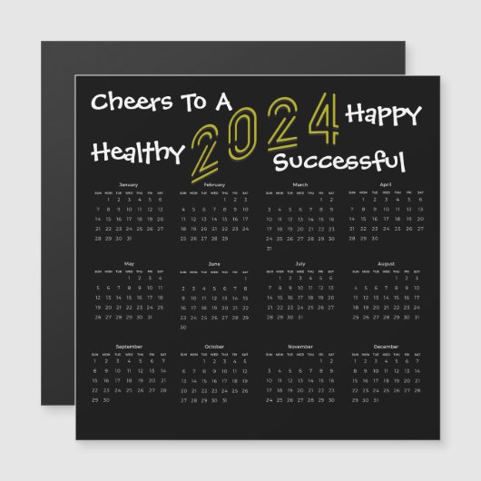 Square Fun 2024 Familie Bedrijfskalender Cadeau (Voorkant / Achterkant)