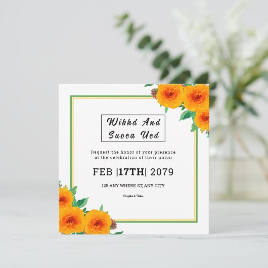 Square Gatefold Weddign Kaart Design (Staand voorkant)